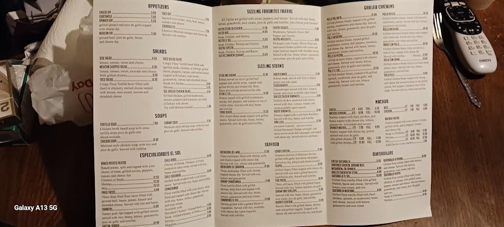 Sol Mexican Restaurant Menu image 2